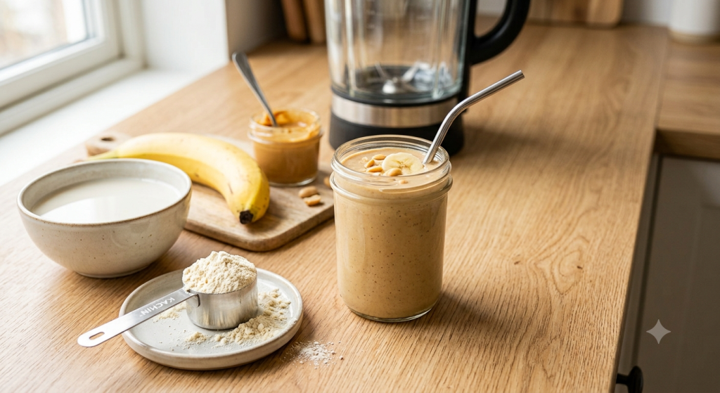 A protein-rich smoothie made with milk and nutritious ingredients
