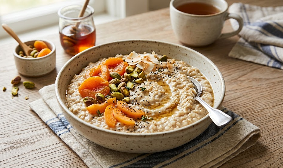 Oatmeal with Apricot and Pistachio