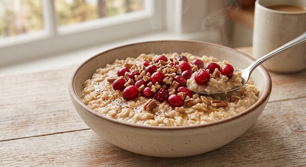 Instant Oatmeal with Cranberries and Pecans